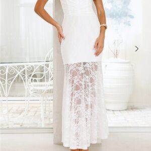 Hello Molly White Lace Sheer Maxi Dress